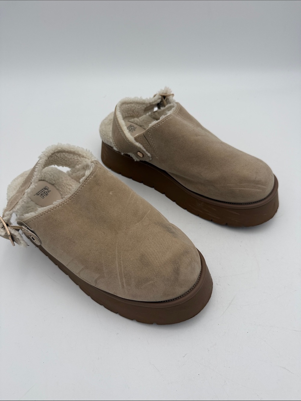 wild fable Women's Suede Shearling Clog - Beige mule women 9 casual comfy fall